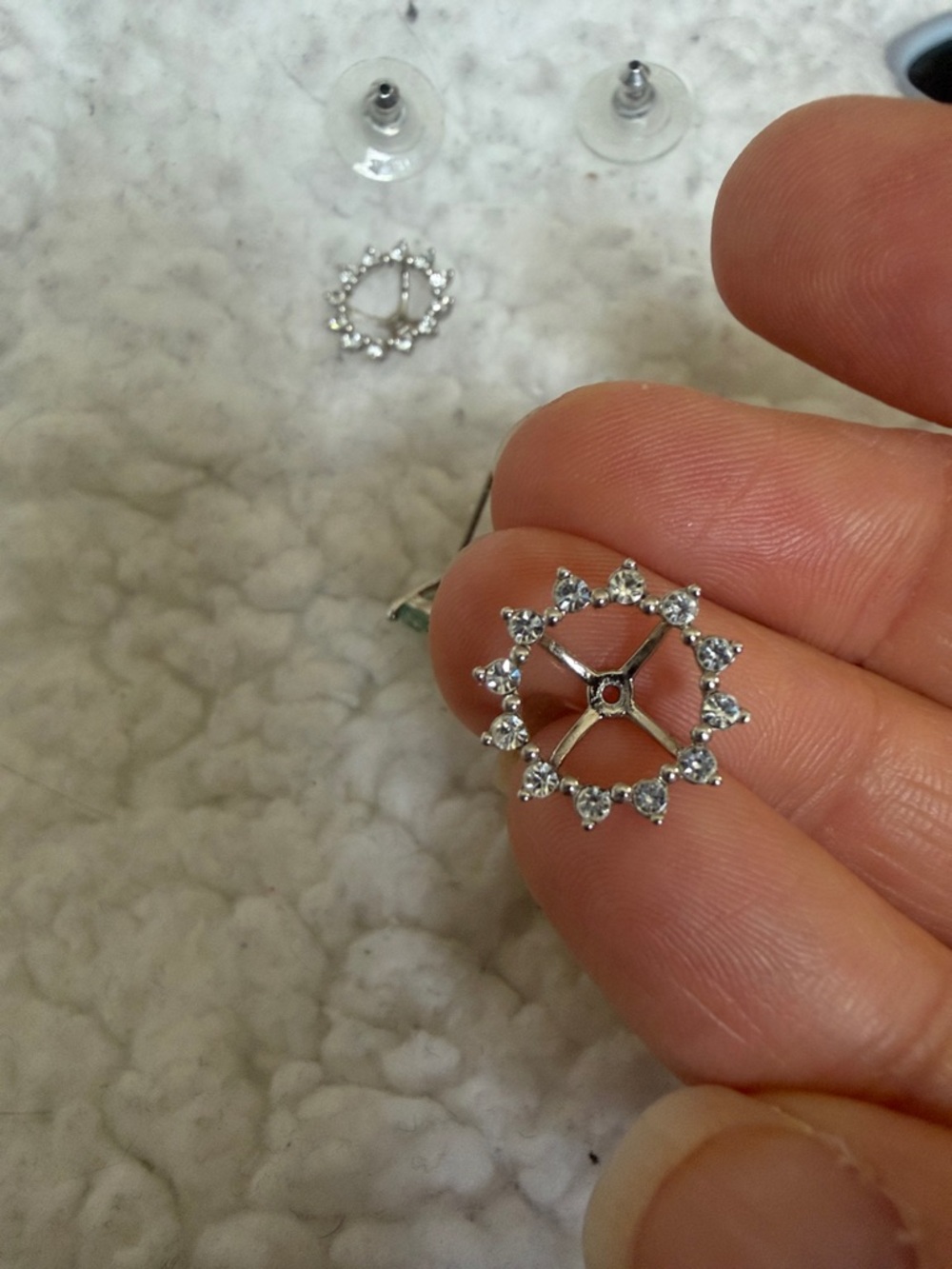 Stella & Dot Light Blue Halo Stud Earrings in Silver Tone - Picture 5 of 9